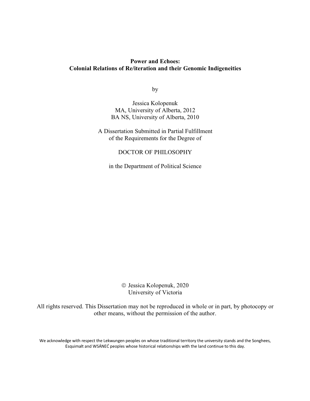 Colonial Relations of Re/Iteration and Their Genomic Indigeneities By