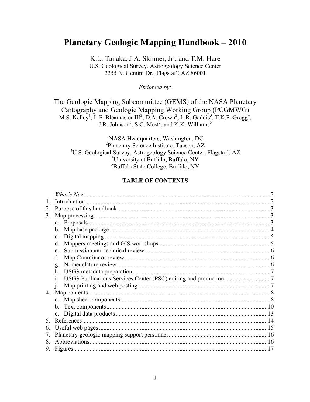 Planetary Geologic Mapping Handbook – 2010