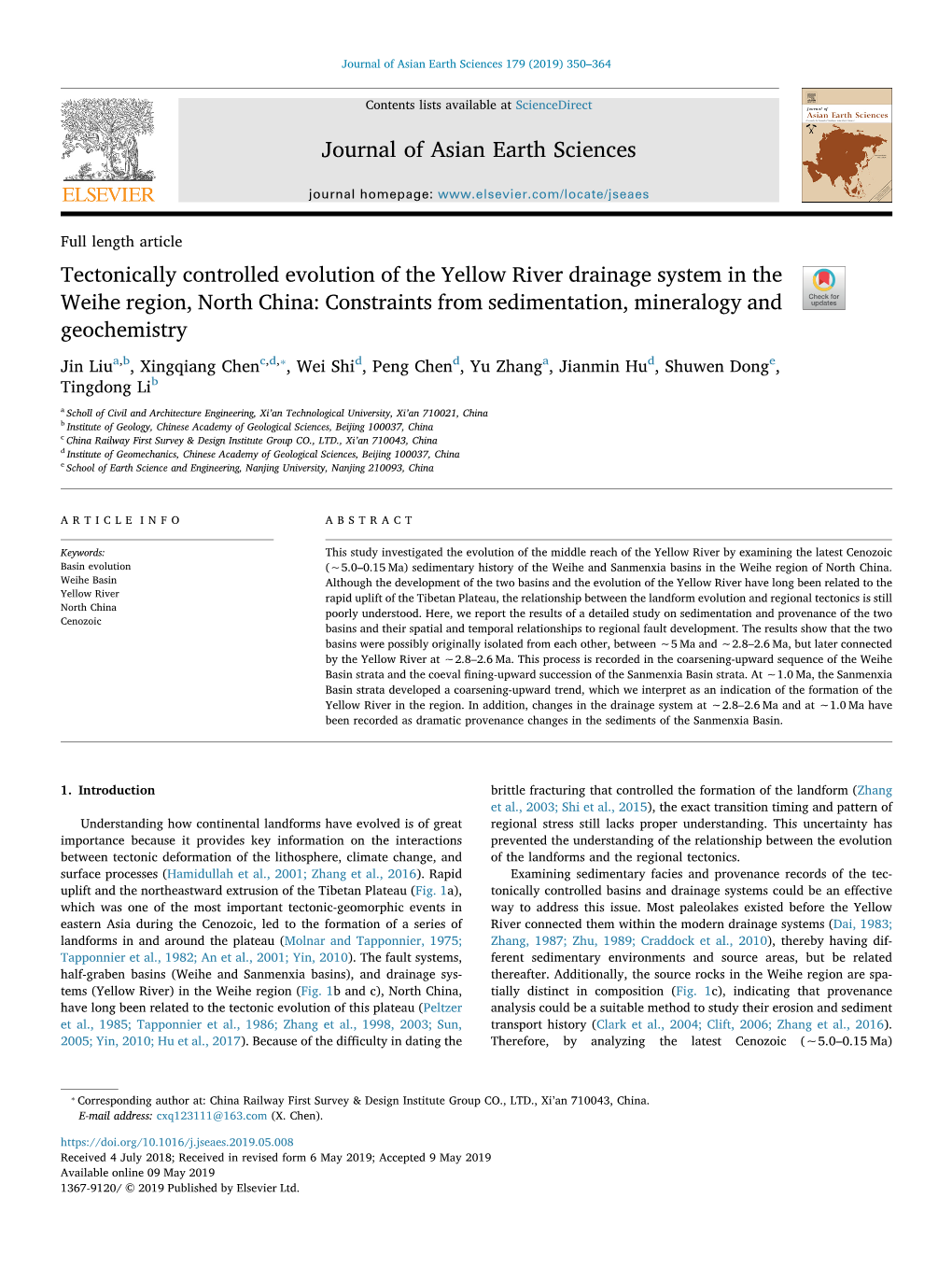 Tectonically Controlled Evolution of the Yellow River Drainage System In