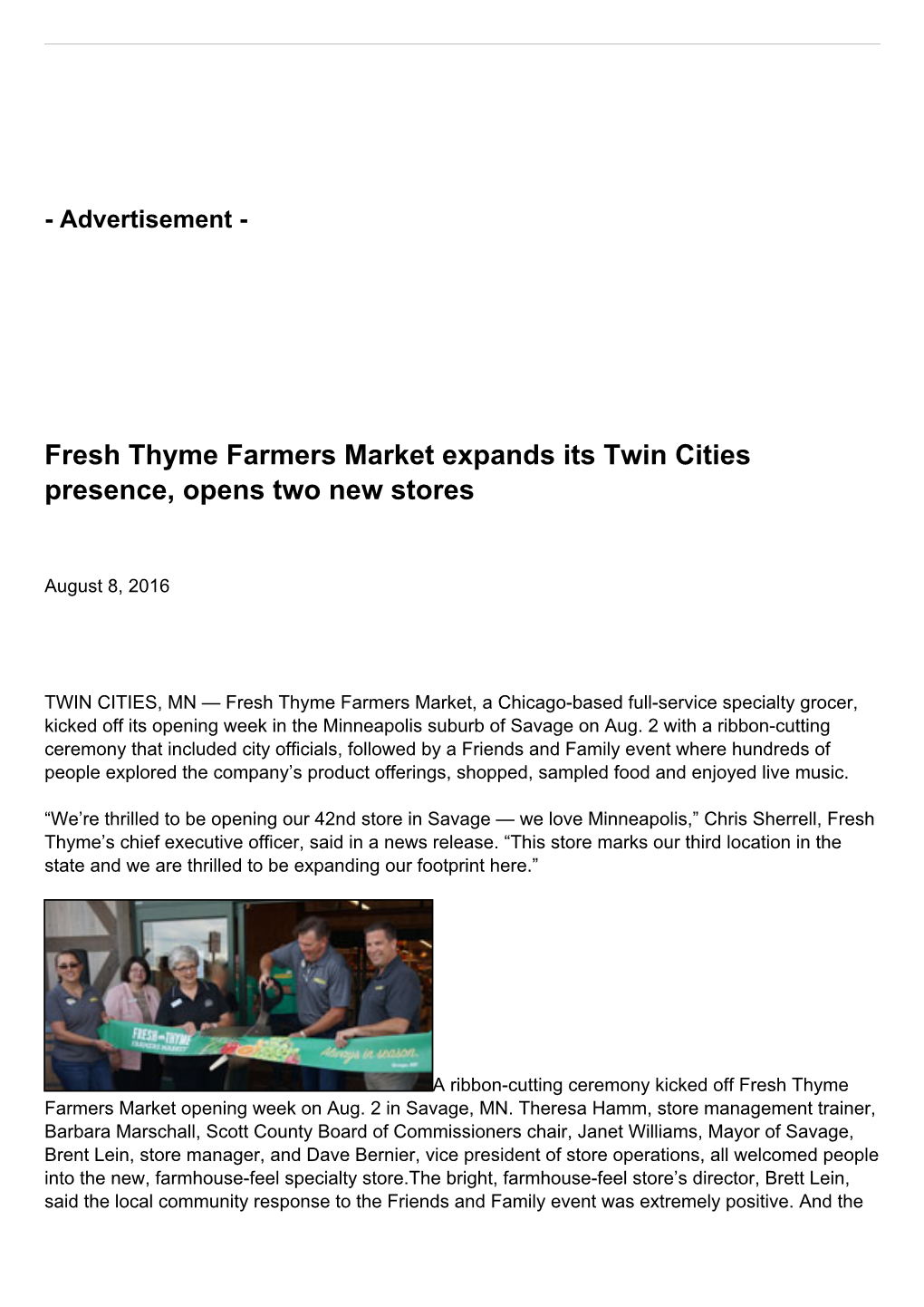 Fresh Thyme Farmers Market Expands Its Twin Cities Presence, Opens Two New Stores