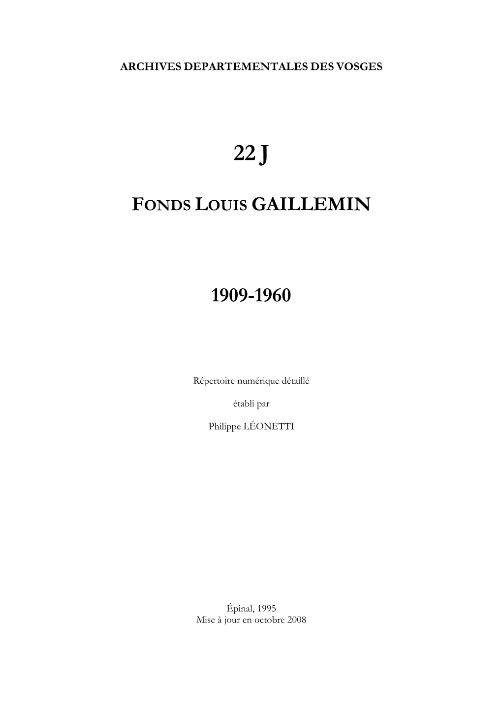 Fonds Louis Gaillemin 1909-1960