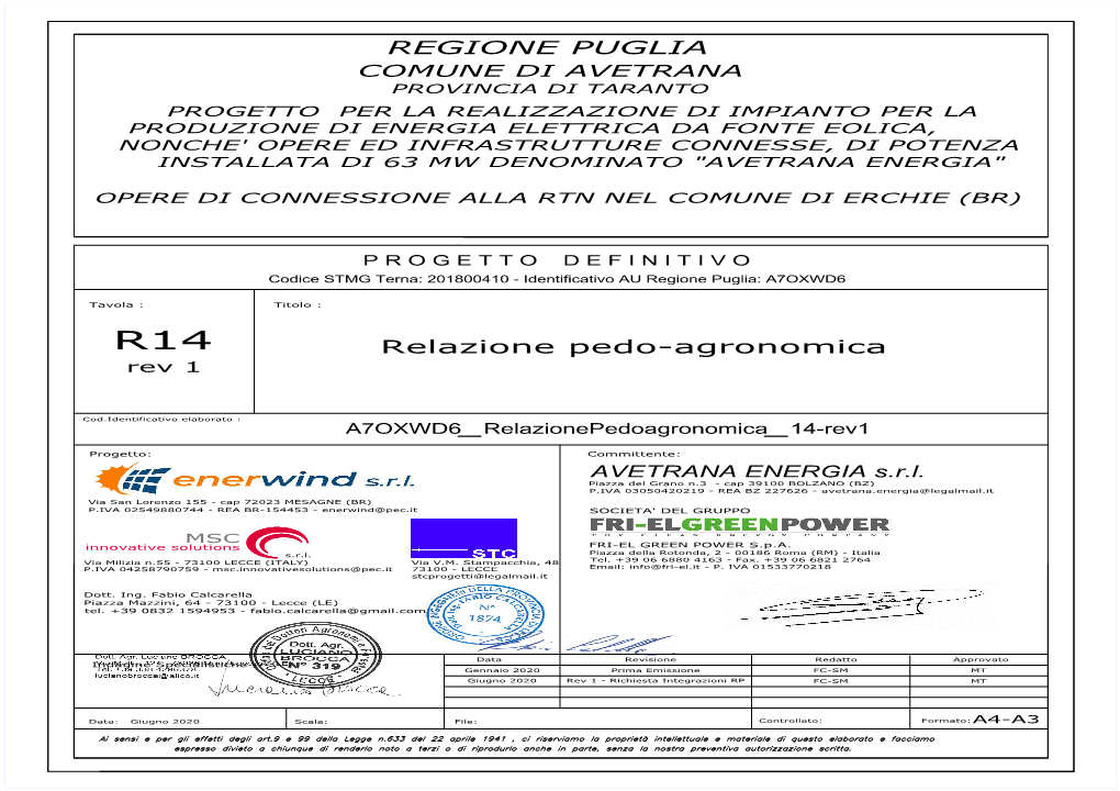 Relazione Pedo-Agronomica REGIONE PUGLIA