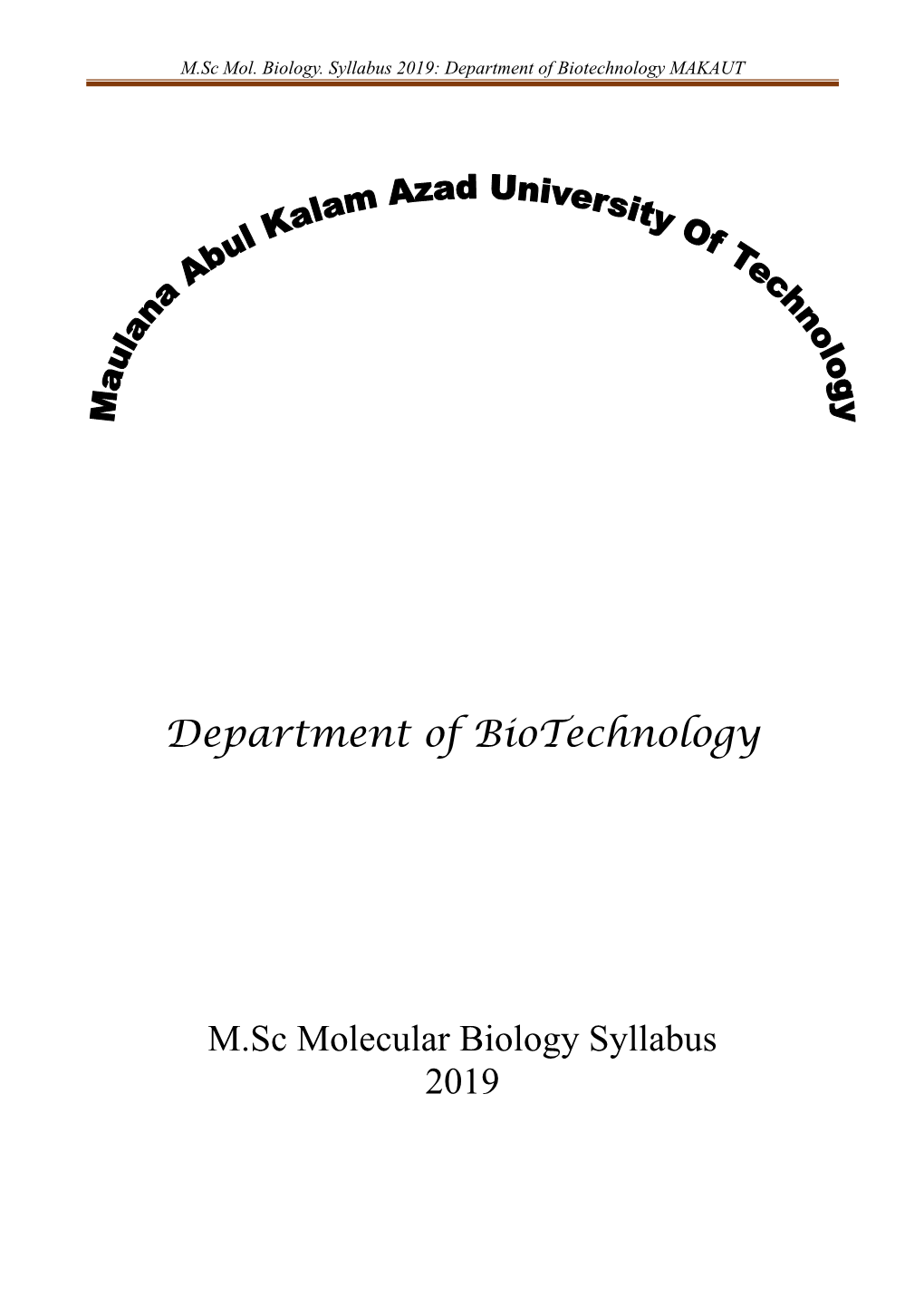 M.Sc Mol. Bio. Syllabus 2019 (MAKAUT)