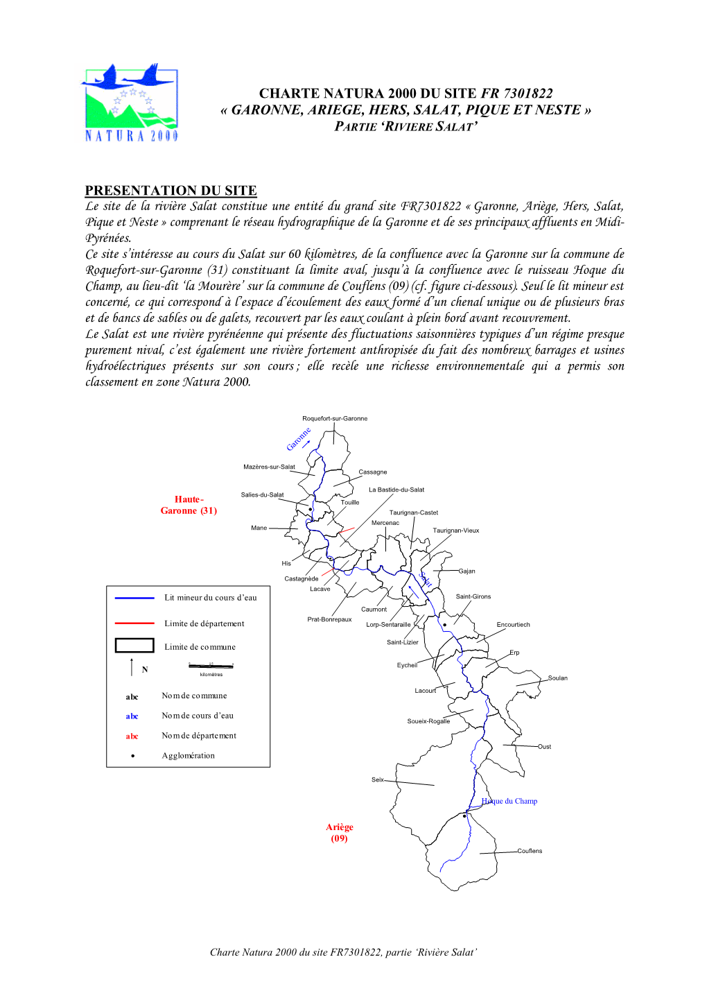 Charte Natura 2000 Du Site Fr 7301822 « Garonne, Ariege, Hers, Salat, Pique Et Neste » Partie ‘Riviere Salat’