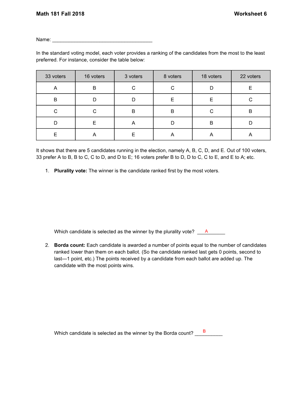 Math 181 Fall 2018 Worksheet 6