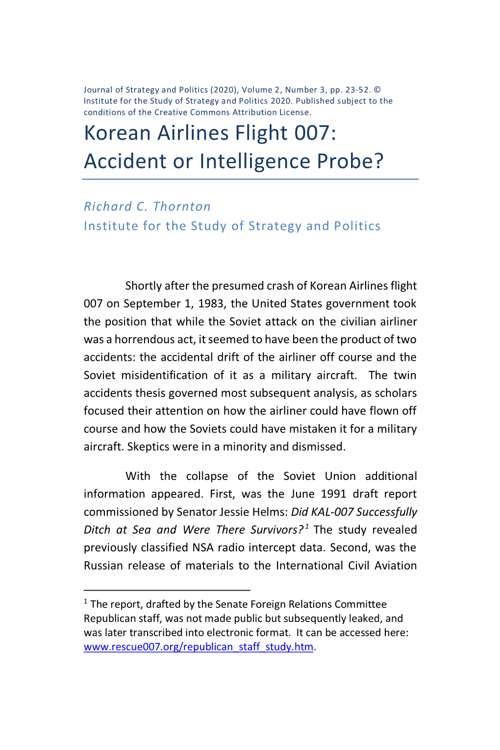 Korean Airlines Flight 007: Accident Or Intelligence Probe?