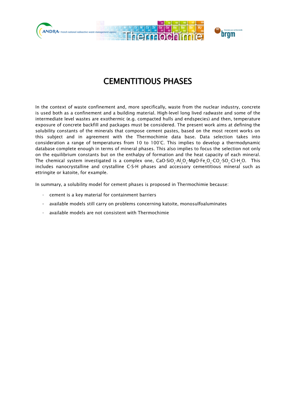 Cementitious Phases