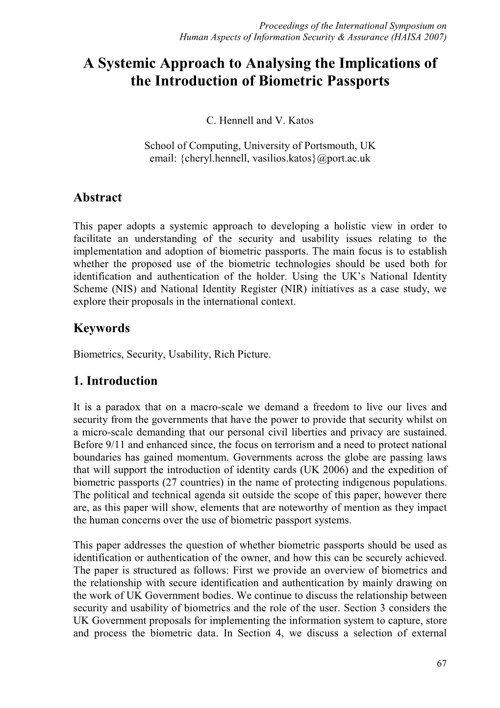 A Systemic Approach to Analysing the Implications of the Introduction of Biometric Passports