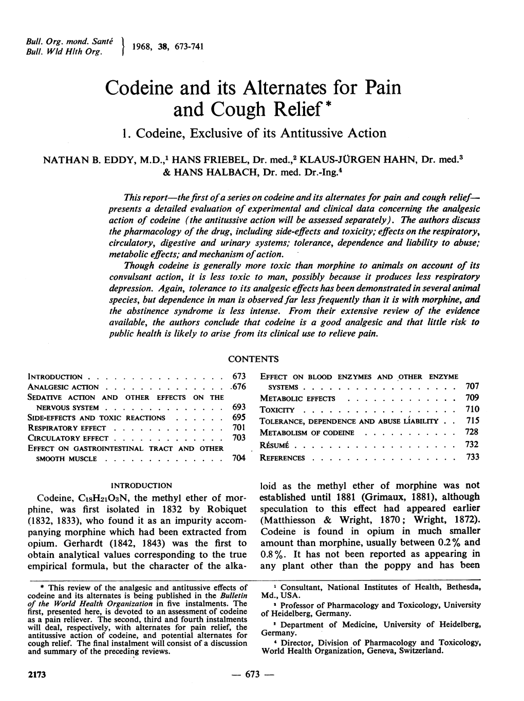 Codeine and Its Alternates for Pain and Cough Relief* 1