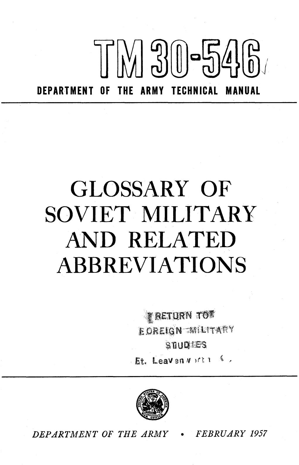 Glossary of Soviet Military and Related Abbreviations