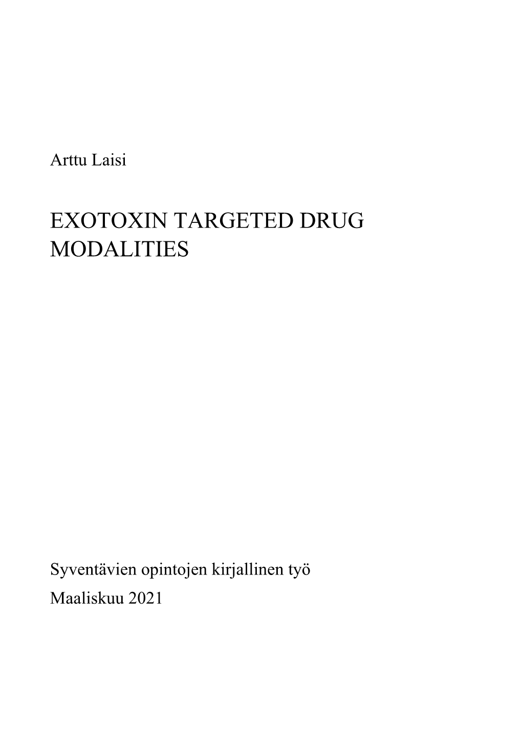 Exotoxin Targeted Drug Modalities