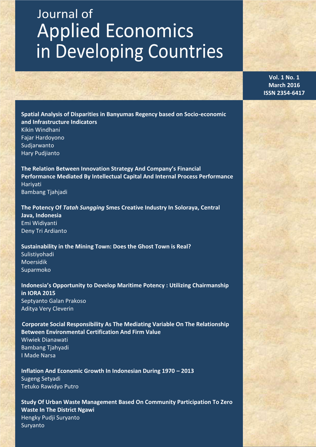 Spatial Analysis of Disparities in Banyumas Regency Based on Socio-Economic and Infrastructure Indicators Kikin Windhani Fajar Hardoyono Sudjarwanto Hary Pudjianto