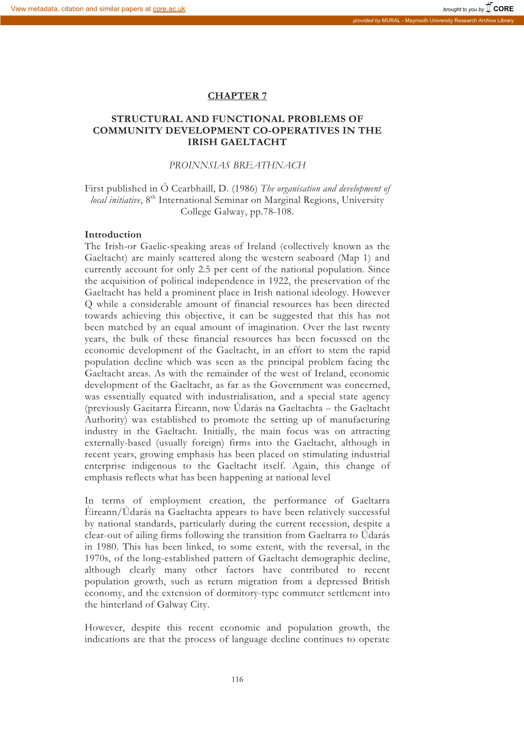 Chapter 7 Structural and Functional Problems Of