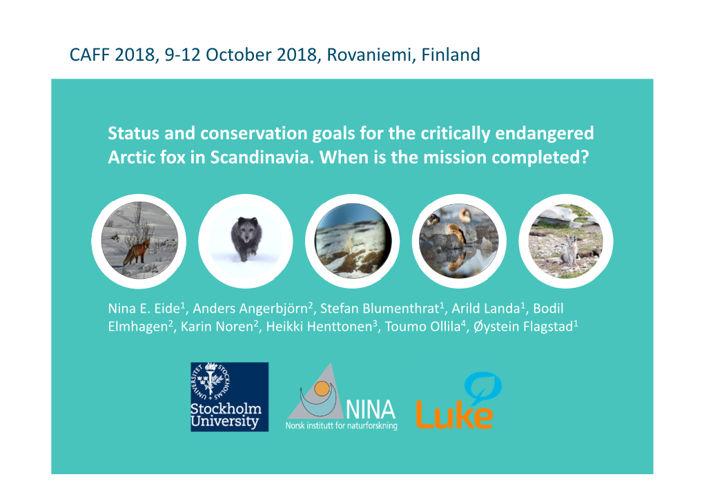 Status and Conservation Goals for the Critically Endangered Arctic Fox in Scandinavia