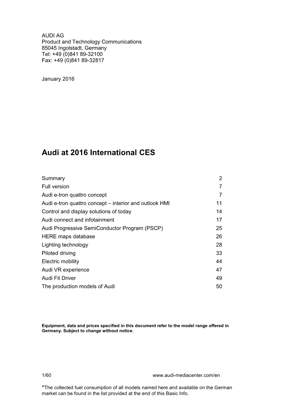 Audi at 2016 International CES