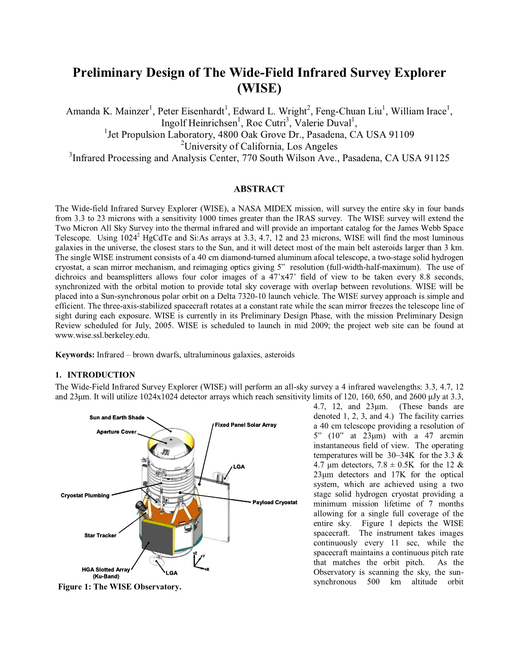 Preliminary Design of the Wide-Field Infrared Survey Explorer (WISE)