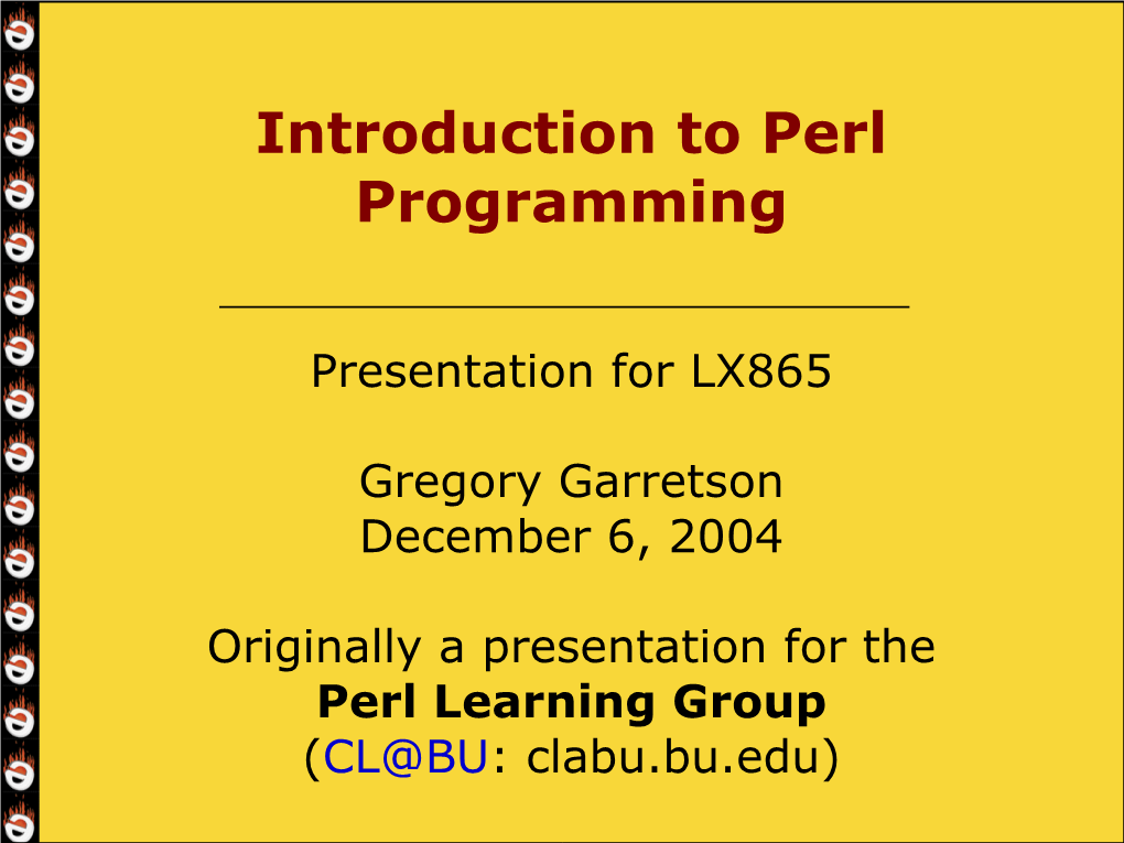 Introduction to Perl Programming