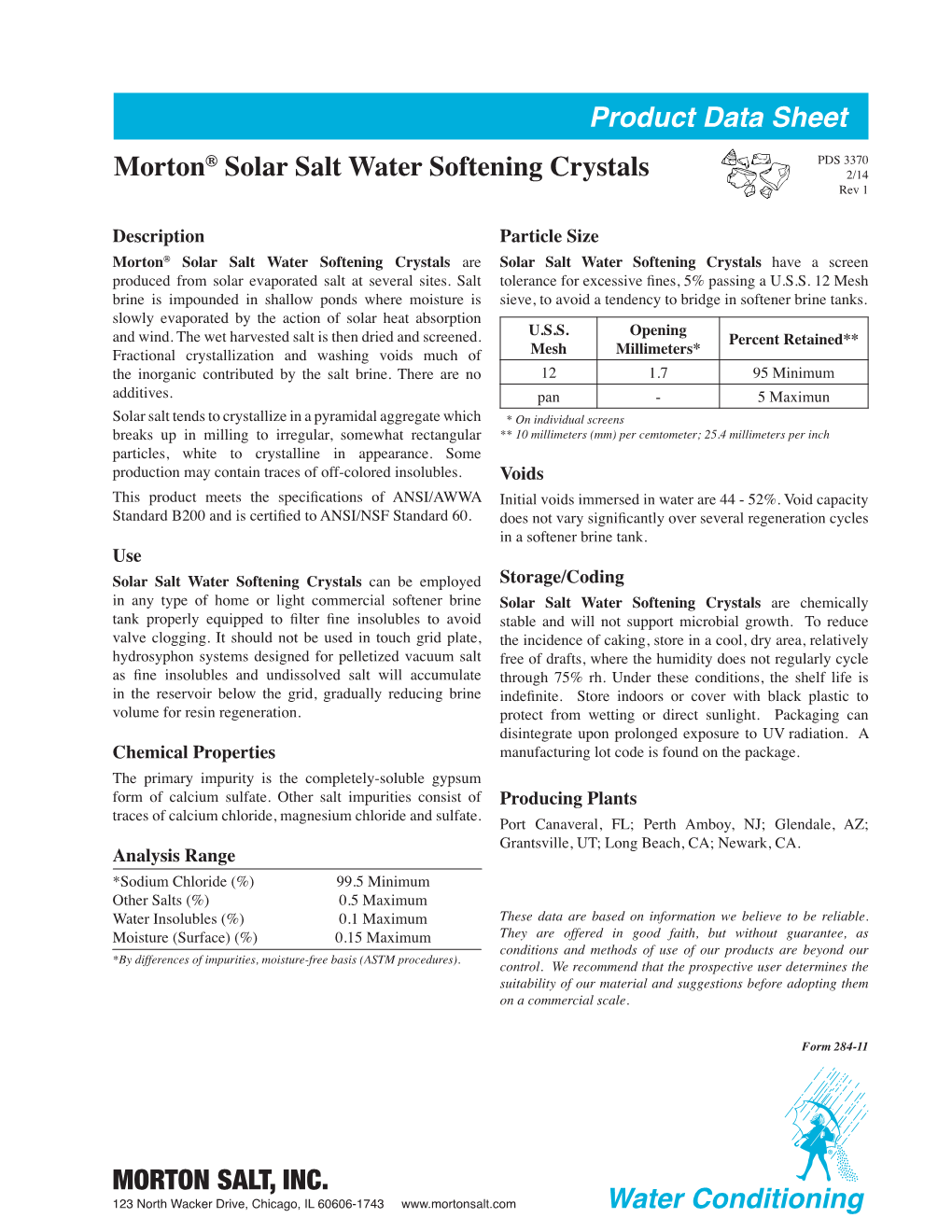 Product Data Sheet MORTON SALT, INC. Water Conditioning Morton