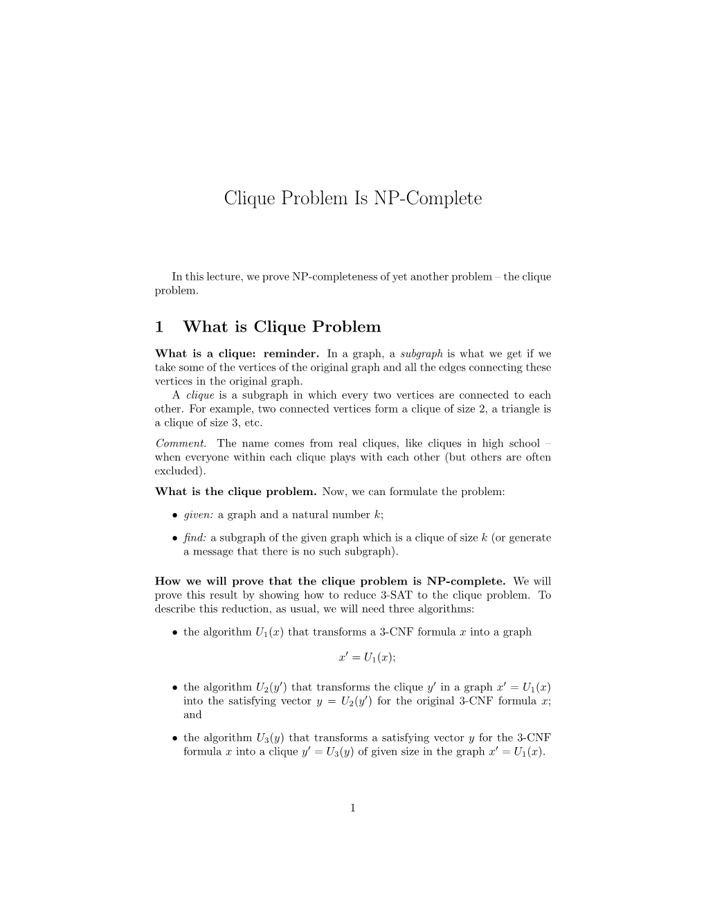 Clique Problem Is NP-Complete