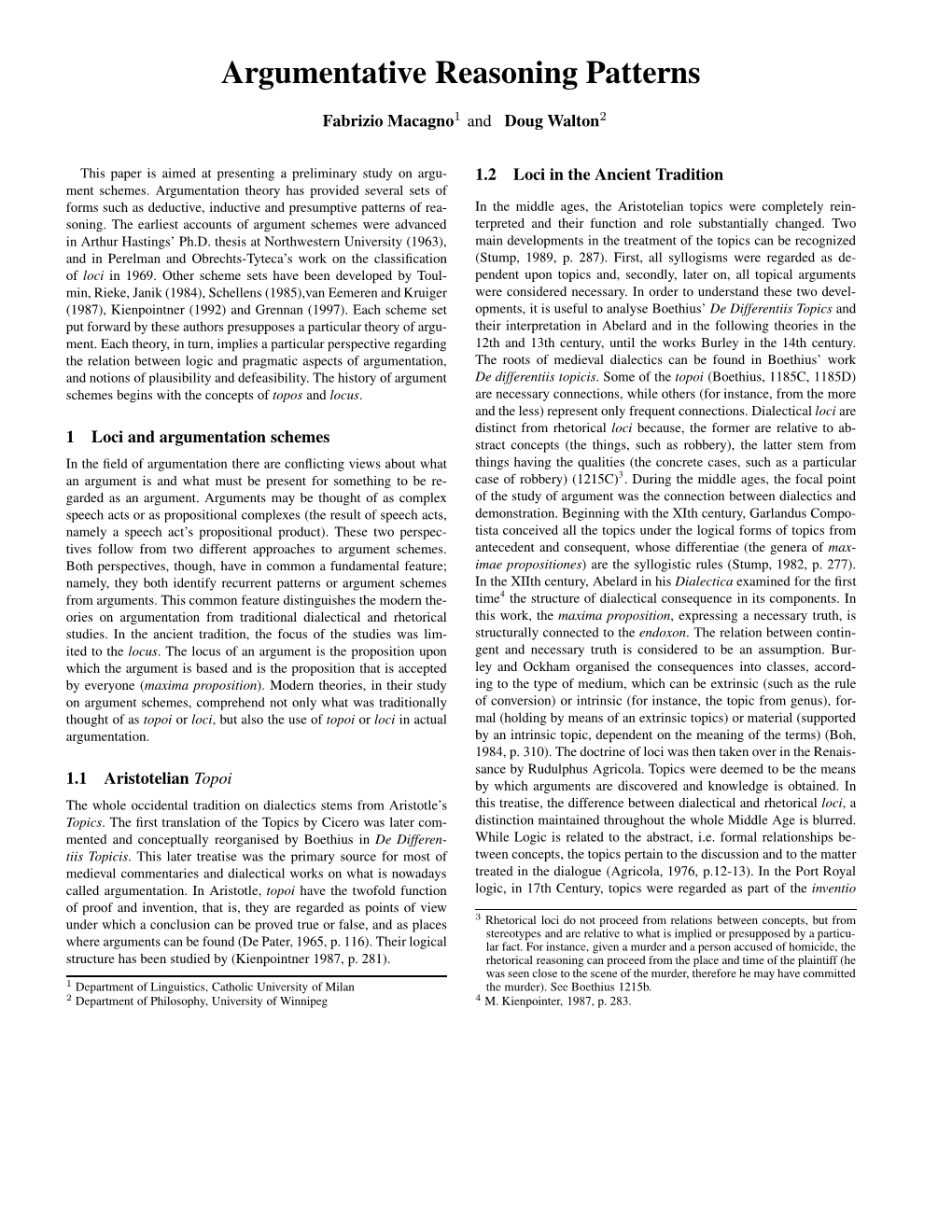 Argumentative Reasoning Patterns