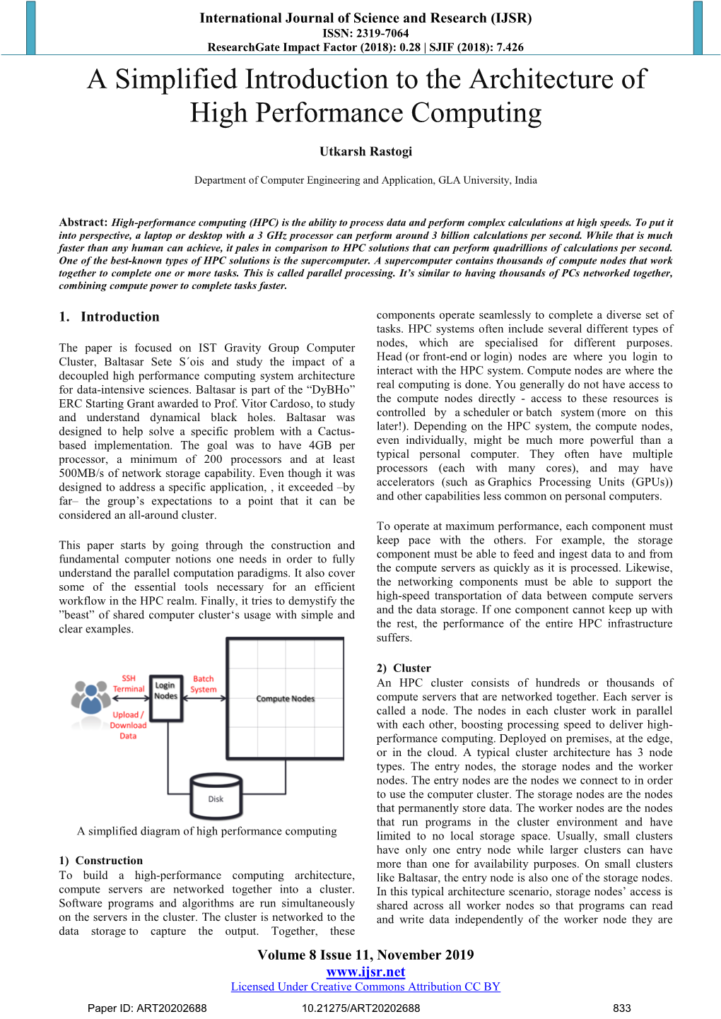 A Simplified Introduction to the Architecture of High Performance Computing