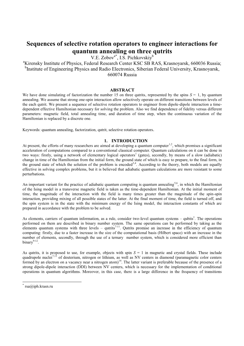 Sequences of Selective Rotation Operators to Engineer Interactions for Quantum Annealing on Three Qutrits V.E