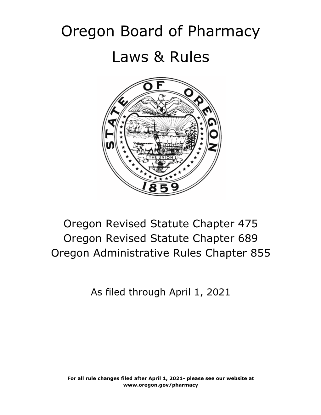 Oregon Board of Pharmacy Laws & Rules