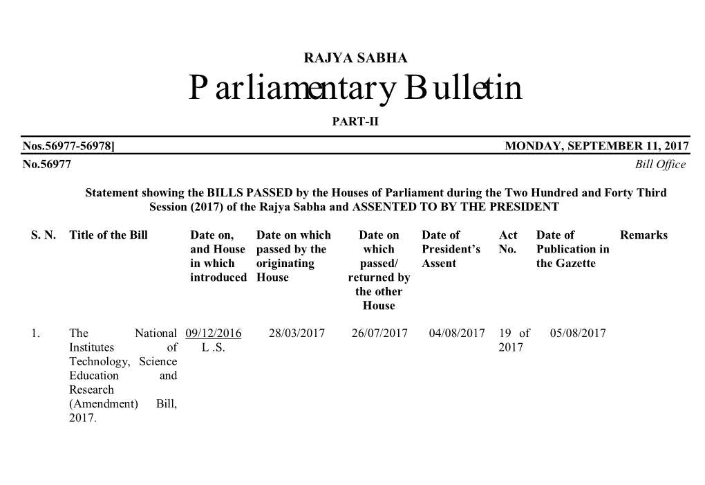 Parliamentary Bulletin