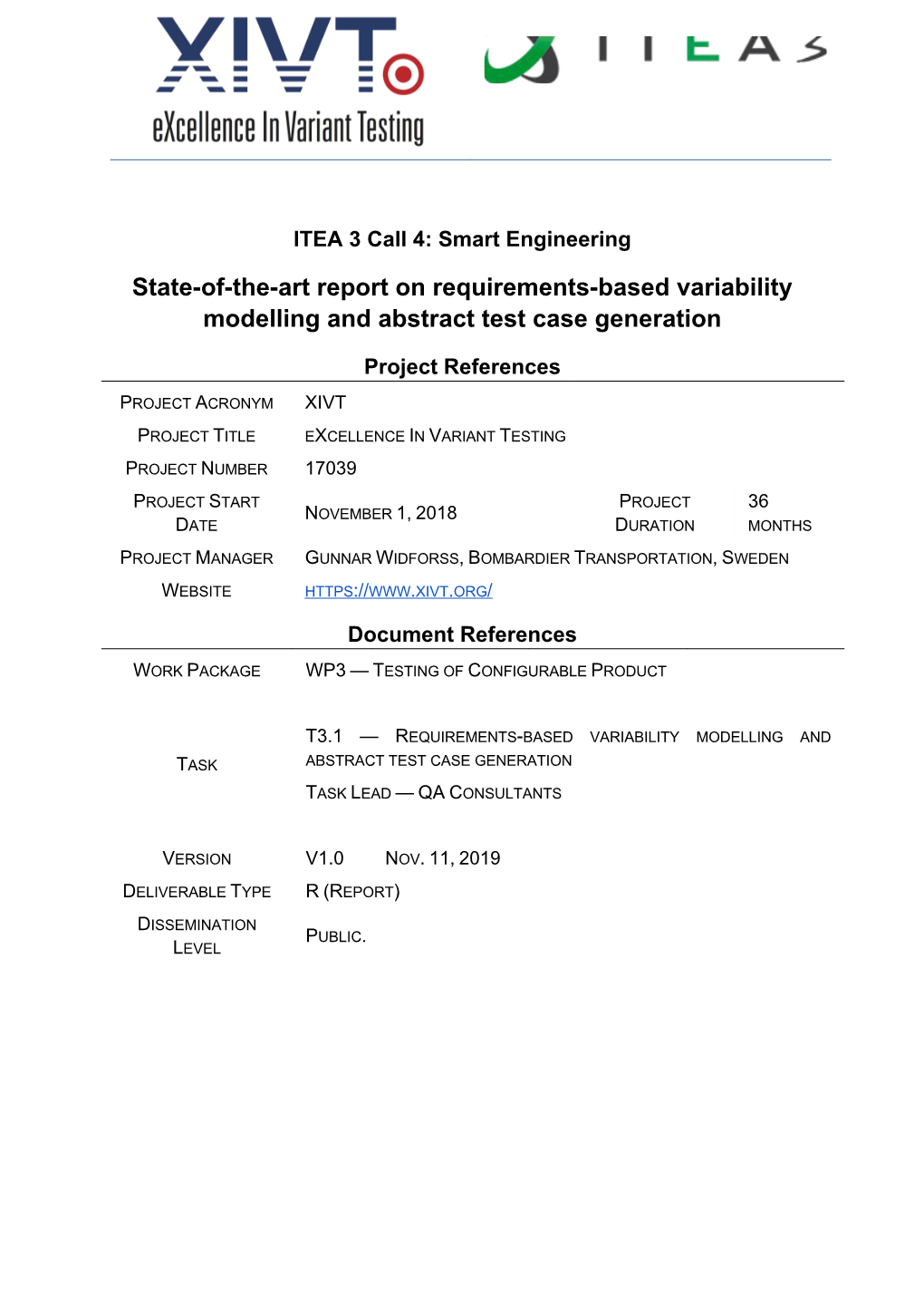 State-Of-The-Art Report on Requirements-Based Variability Modelling and Abstract Test Case Generation