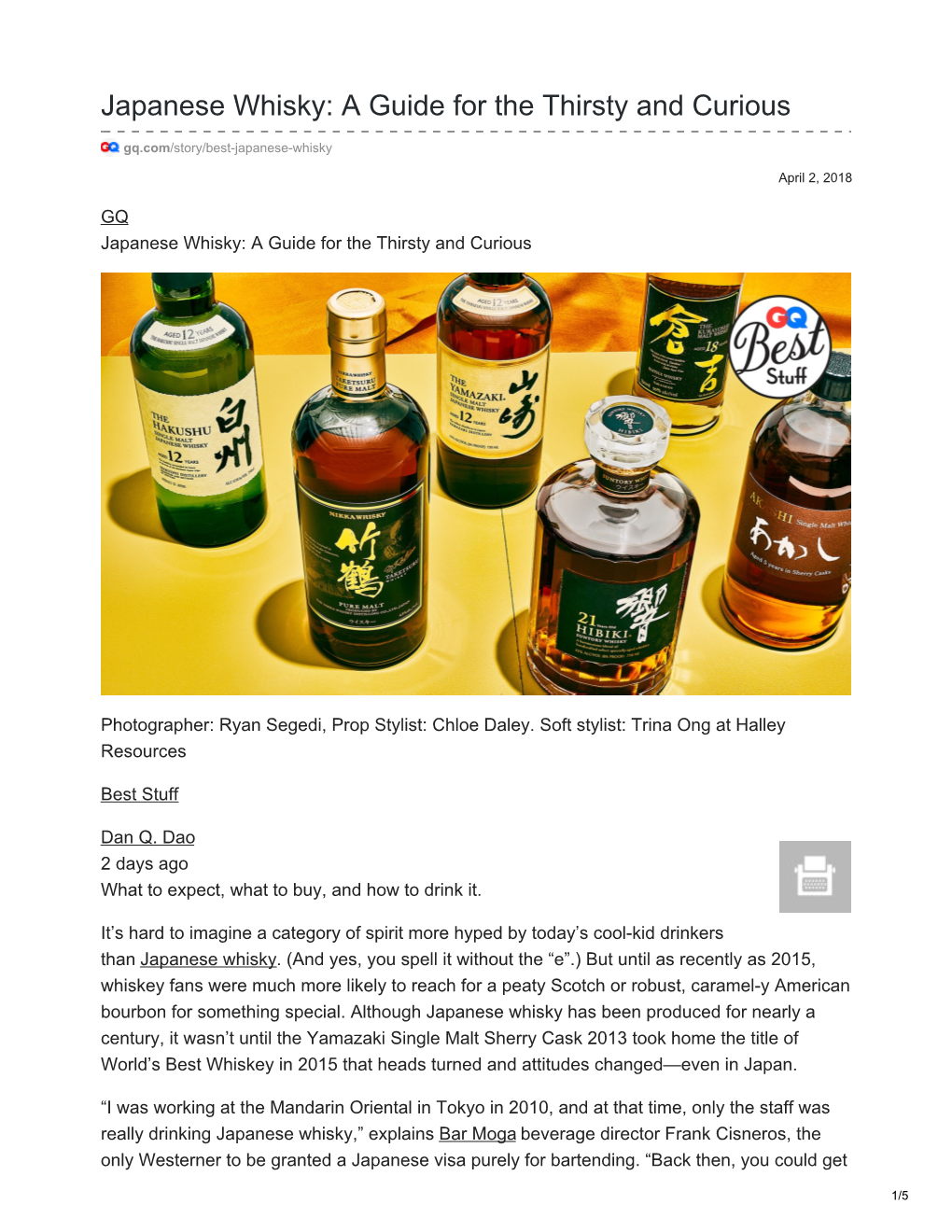 Japanese Whisky: a Guide for the Thirsty and Curious