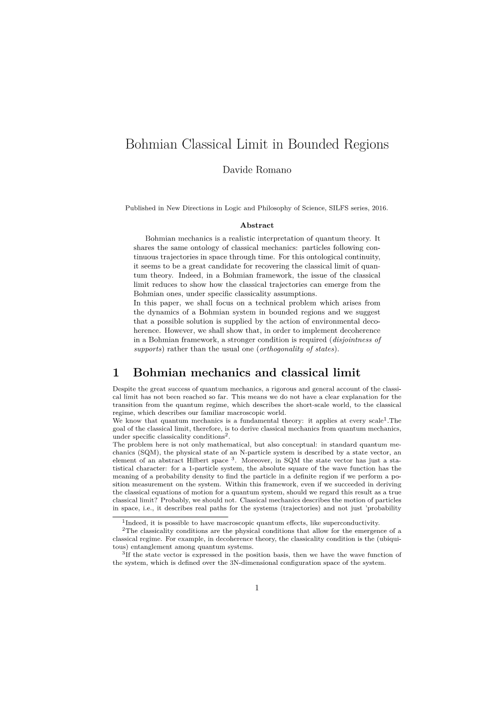 Bohmian Classical Limit in Bounded Regions