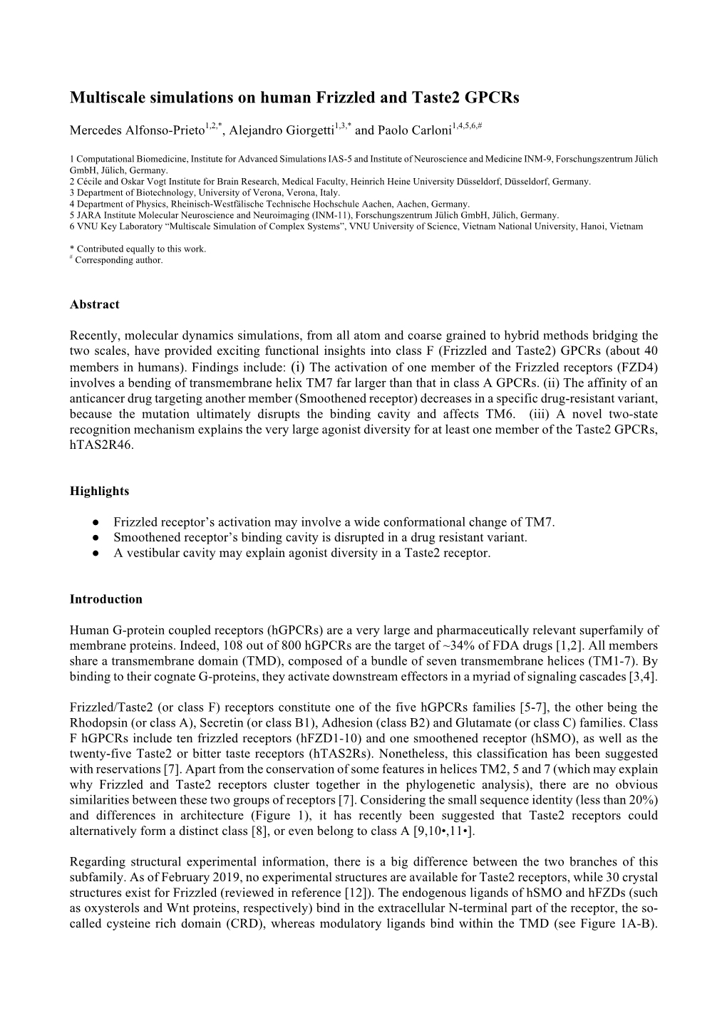 Multiscale Simulations on Human Frizzled and Taste2 Gpcrs