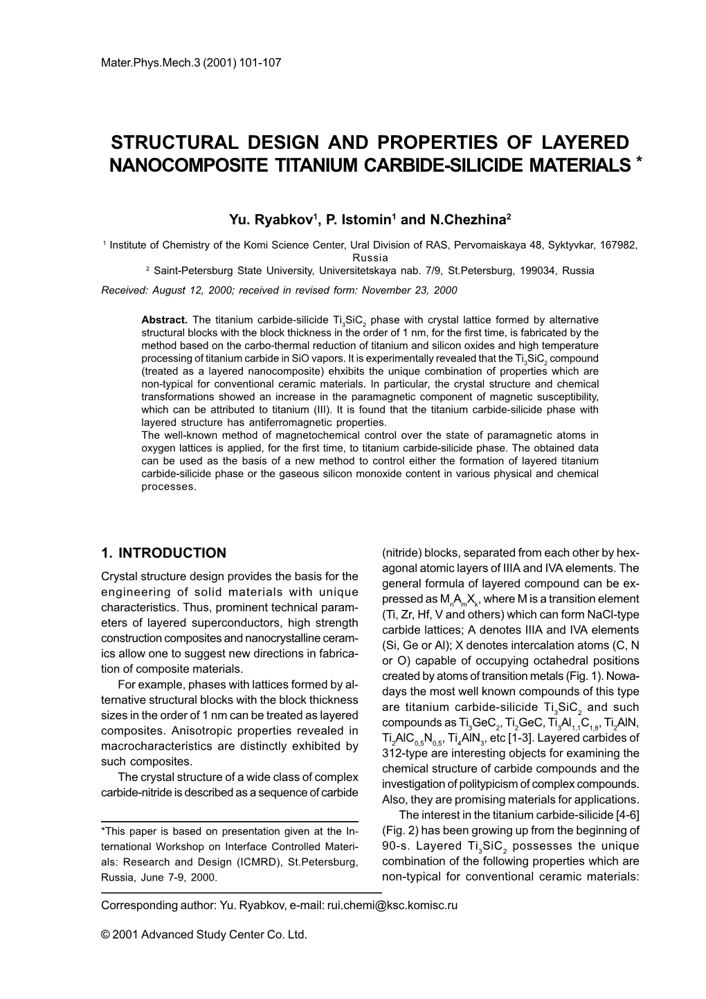 Structural Design and Properties of Layered Nanocomposite Titanium Carbide-Silicide Materials *