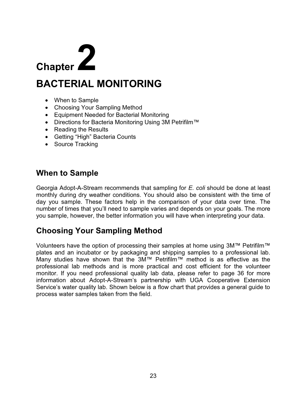 Chapter 2 BACTERIAL MONITORING