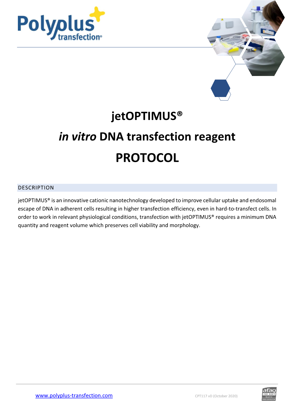 Jetoptimus® in Vitro DNA Transfection Reagent