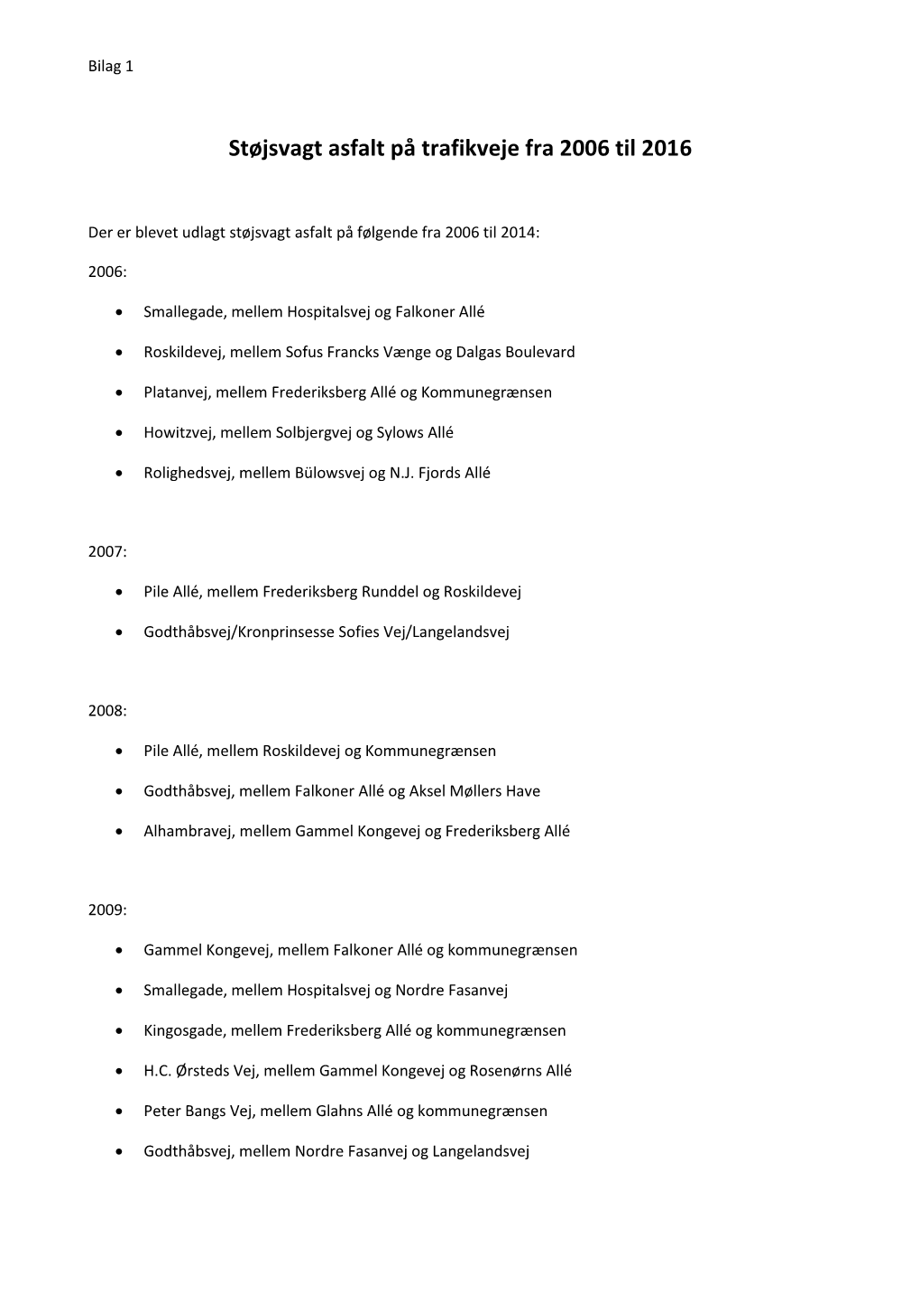 Støjsvagt Asfalt På Trafikveje Fra 2006 Til 2016