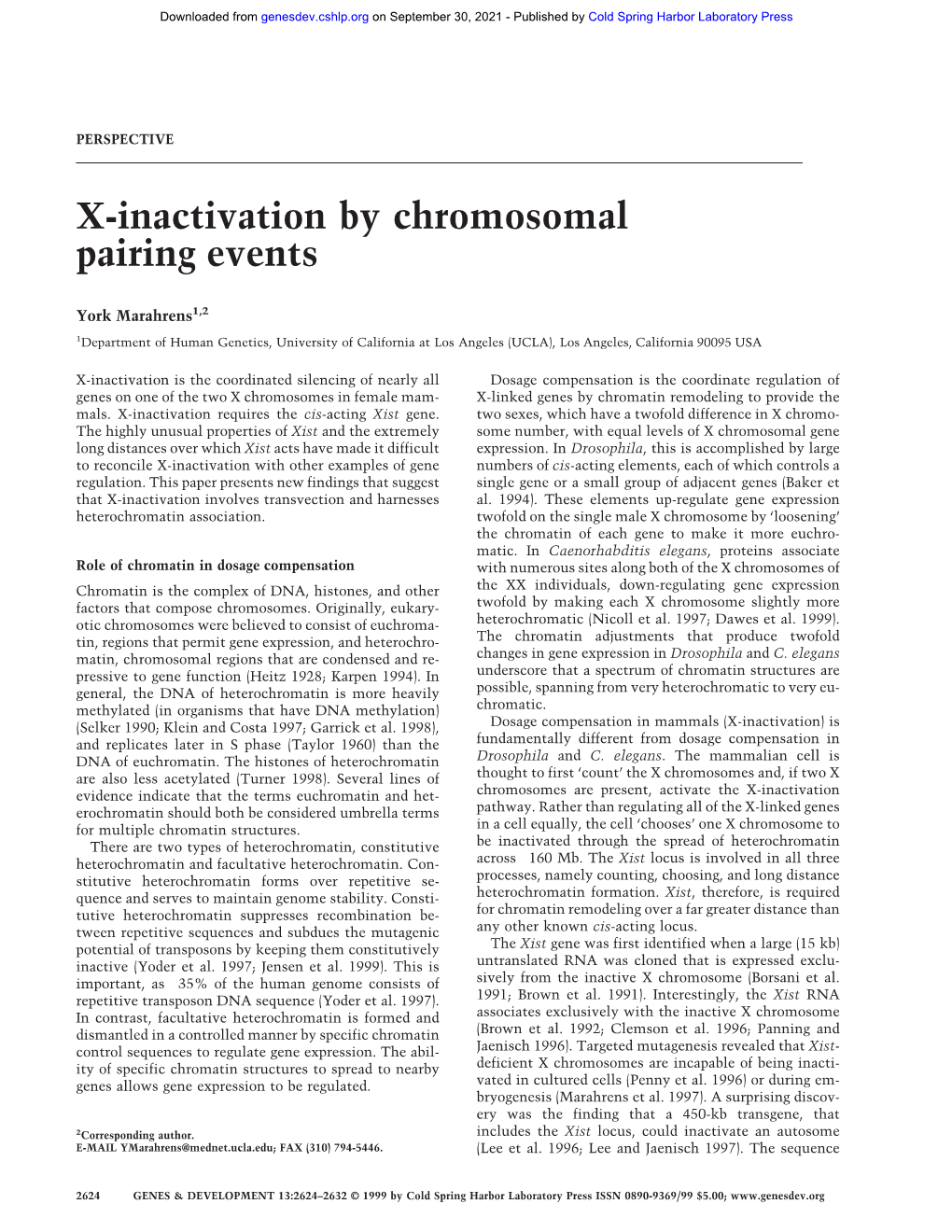 X-Inactivation by Chromosomal Pairing Events