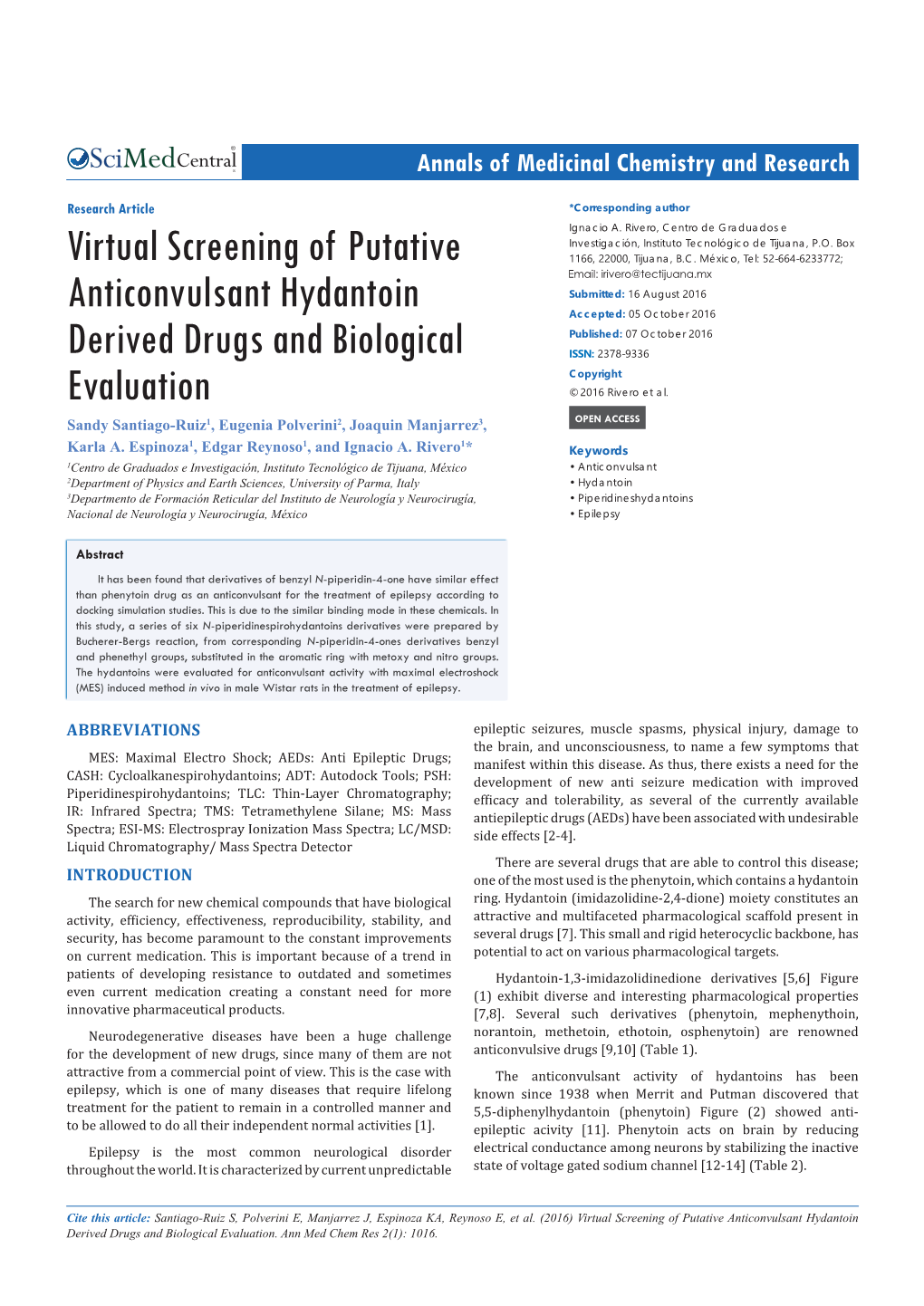 Virtual Screening of Putative Anticonvulsant Hydantoin Derived Drugs and Biological Evaluation
