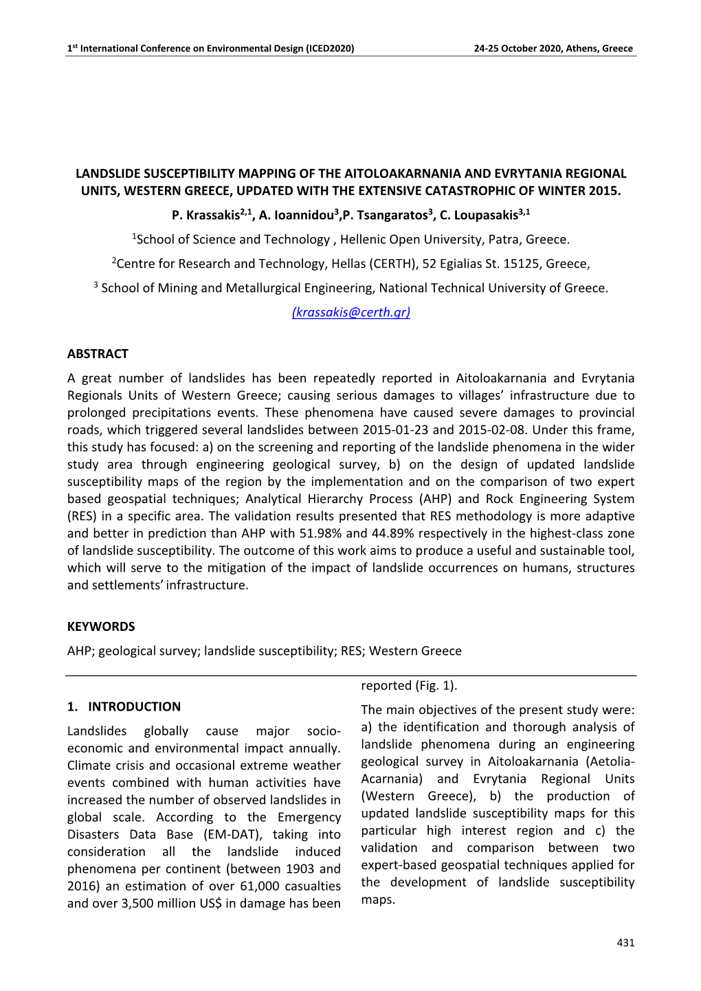 Landslide Susceptibility Mapping of the Aitoloakarnania and Evrytania Regional Units, Western Greece, Updated with the Extensive Catastrophic of Winter 2015