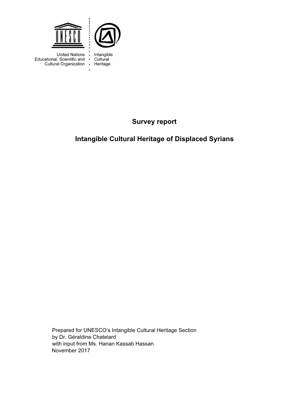 Survey Report Intangible Cultural Heritage of Displaced Syrians