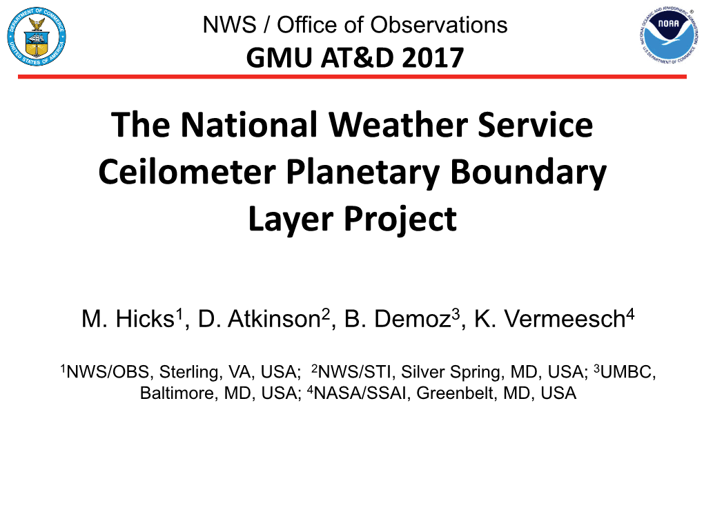 The National Weather Service Ceilometer Lidar Network [Mike