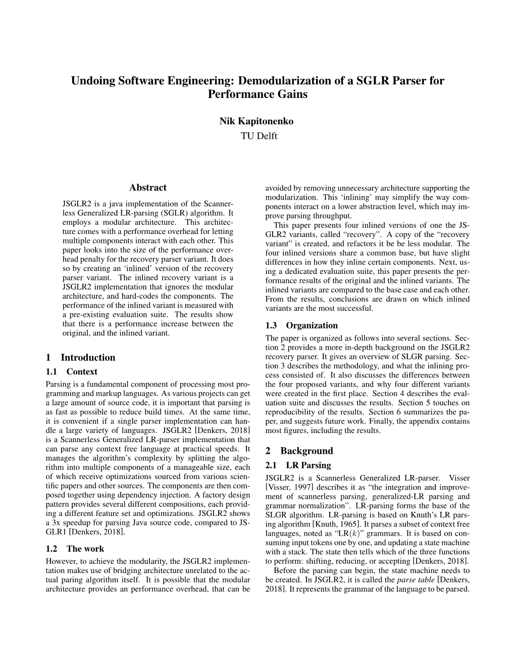 Demodularization of a SGLR Parser for Performance Gains