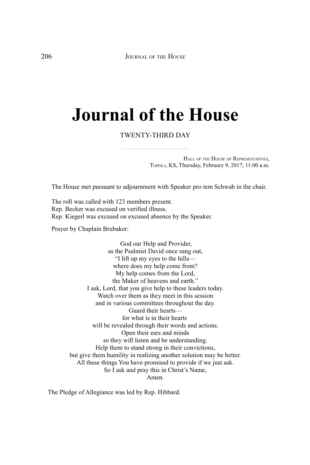 Journal of the House