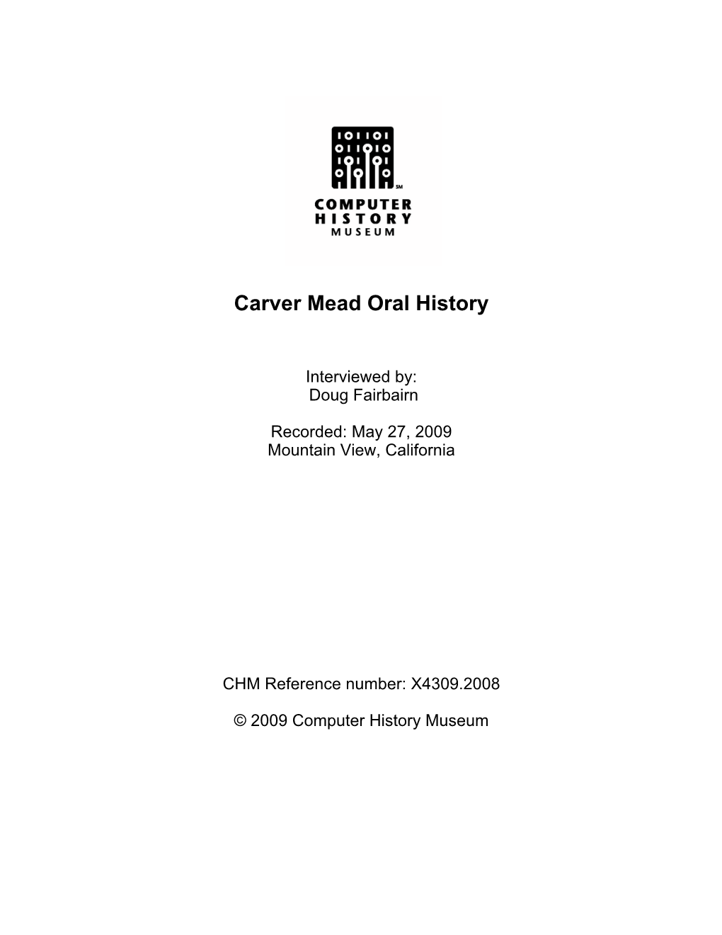 Carver Mead Oral History