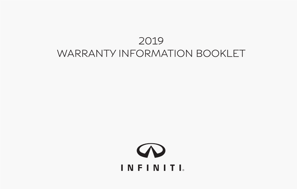 2019 Infiniti | Warranty Information Booklet | Infiniti