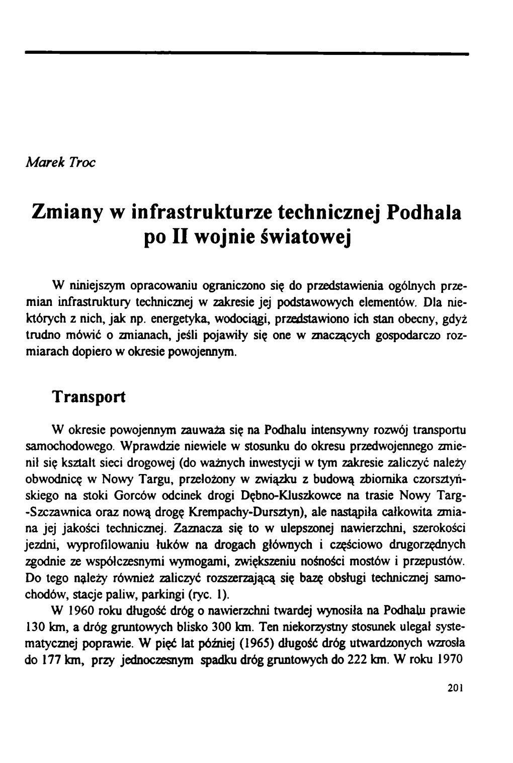 Zmiany W Infrastrukturze Technicznej Podhala Po II Wojnie Światowej