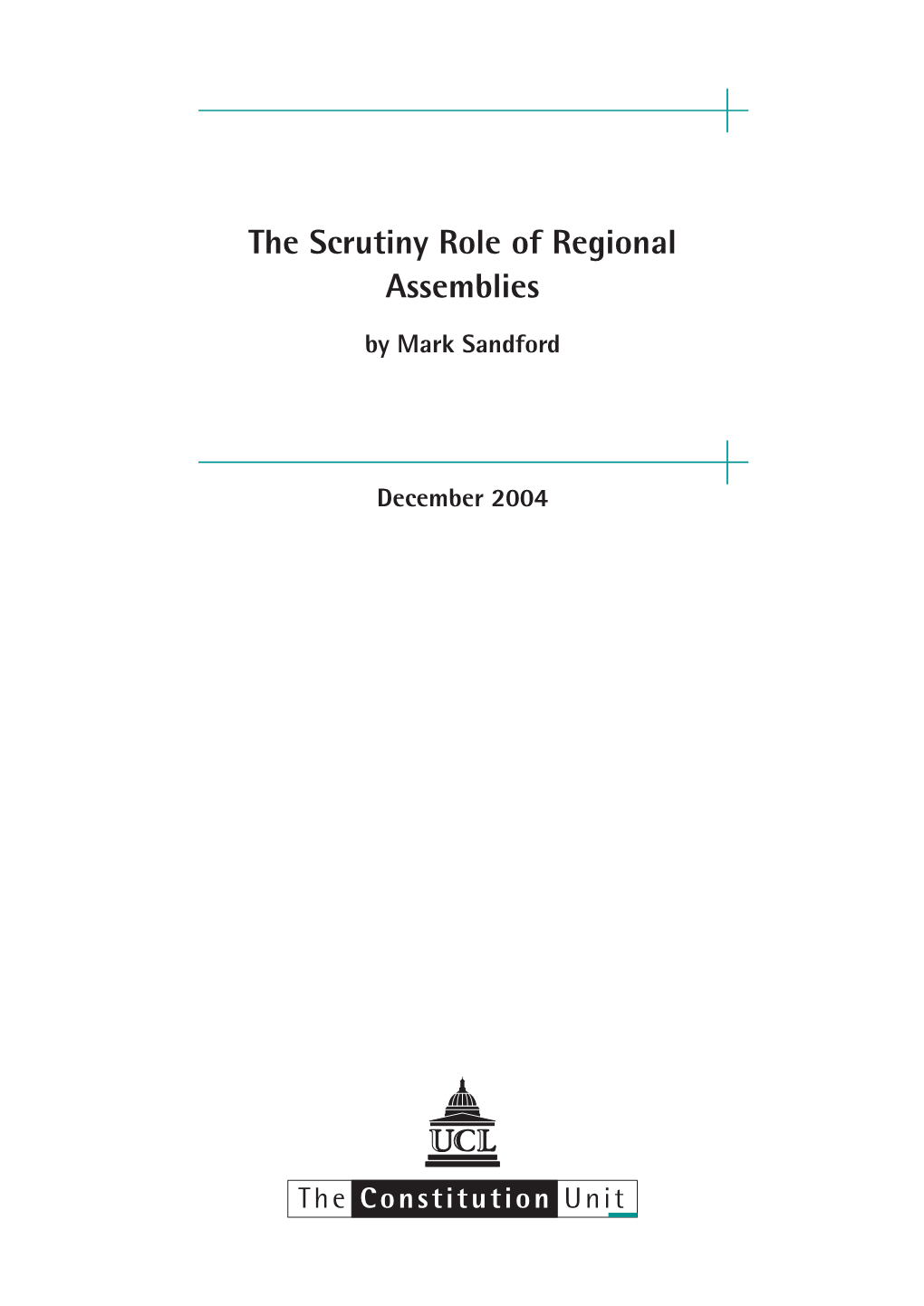 The Scrutiny Role of Regional Assemblies