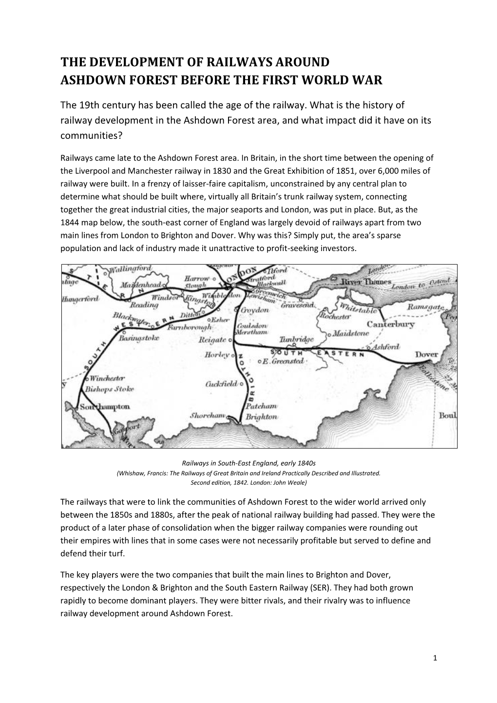 The Development of Railways Around Ashdown Forest Before the First World War