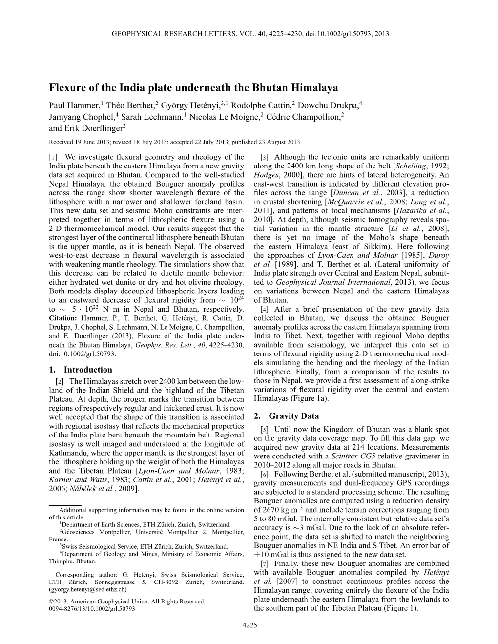 Flexure of the India Plate Underneath the Bhutan Himalaya