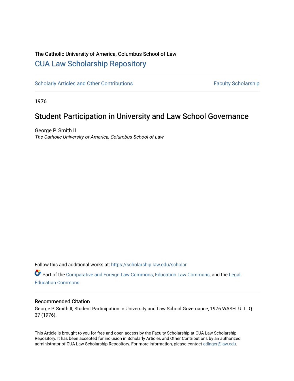 Student Participation in University and Law School Governance